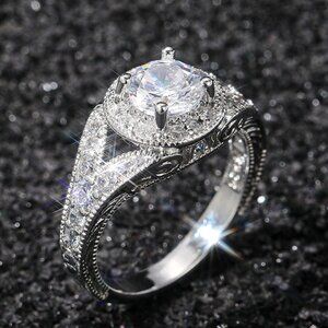 🔥Round Shiny CZ Noble Silver Wedding/Engagement Ring for Women, K808